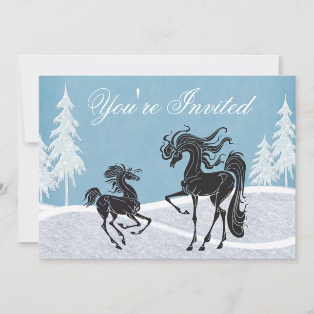 Silhouette Horse Winter Baby Shower Invitation (Front)