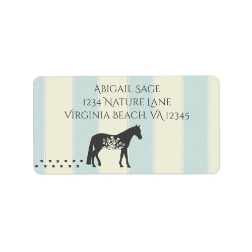 Silhouette Horse with Flowers Vintage Farm Address Label