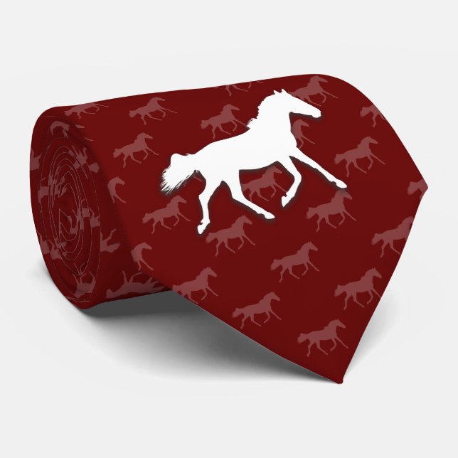Silhouette Horses | Dark Red Neck Tie (Rolled)