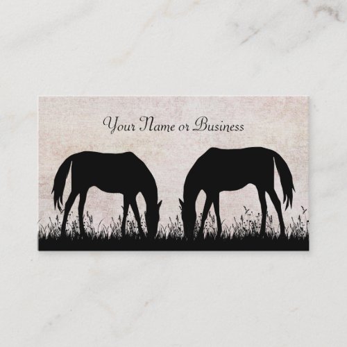 Silhouette Horses Grazing Business or Personal Calling Card