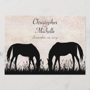 Silhouette Horses Grazing Horse Wedding Invitation