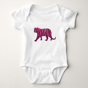 Silhouette Hot Pink and Black Tiger Baby Bodysuit