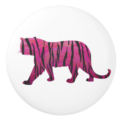 Silhouette Hot Pink and Black Tiger Ceramic Knob