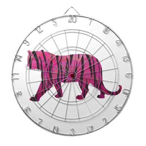 Silhouette Hot Pink and Black Tiger Dart Board