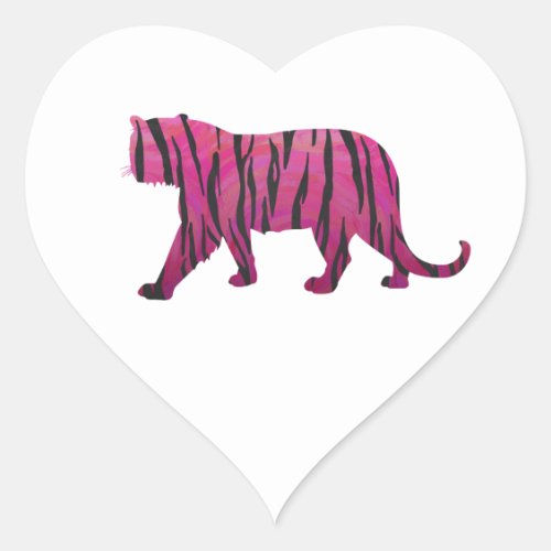 Silhouette Hot Pink and Black Tiger Heart Sticker