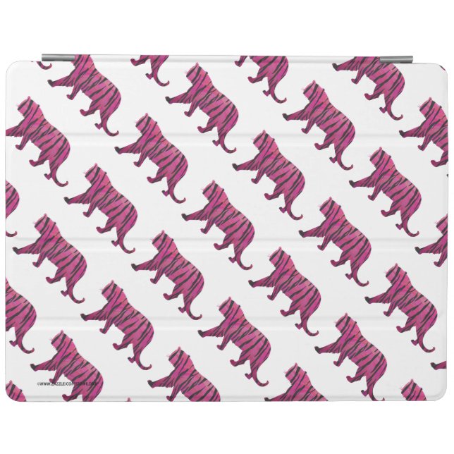 Silhouette Hot Pink and Black Tiger iPad Smart Cover (Horizontal)
