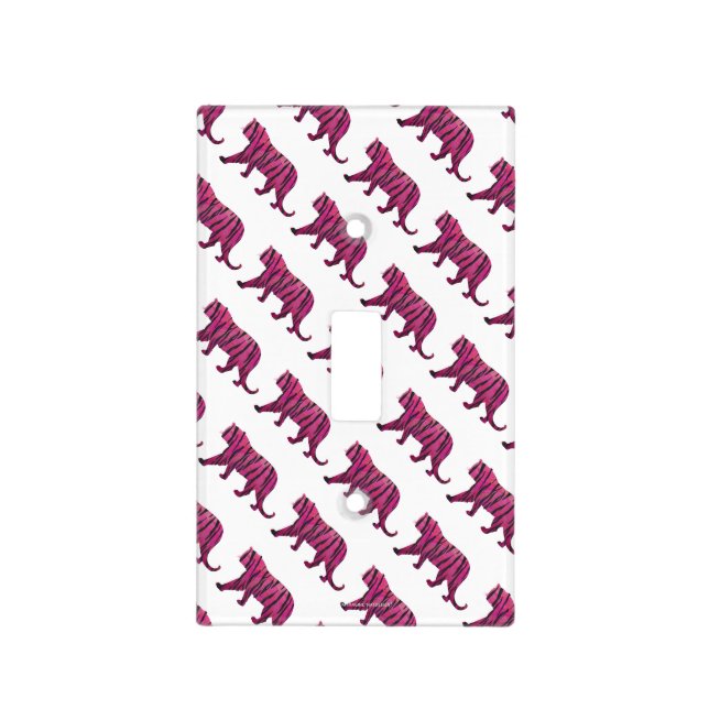 Silhouette Hot Pink and Black Tiger Light Switch Cover (Front)