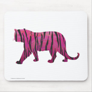 Silhouette Hot Pink and Black Tiger Mouse Pad