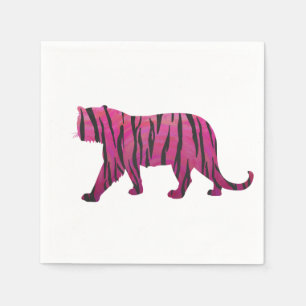 Silhouette Hot Pink and Black Tiger Paper Napkins