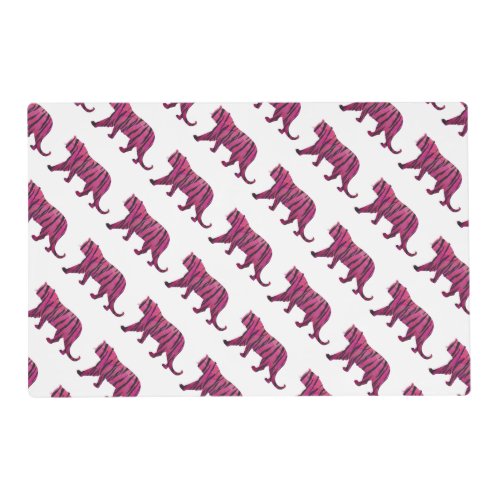 Silhouette Hot Pink and Black Tiger Placemat