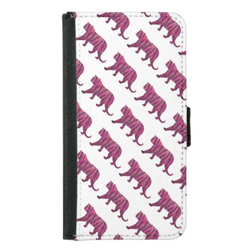 Silhouette Hot Pink and Black Tiger Samsung Galaxy S5 Wallet Case