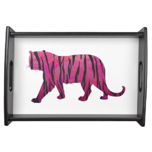 Silhouette Hot Pink and Black Tiger Serving Tray