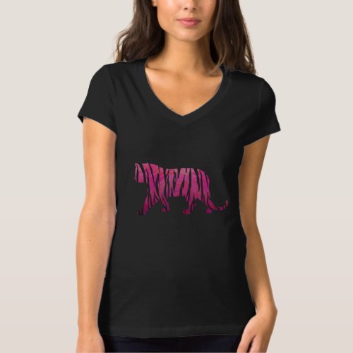 Silhouette Hot Pink and Black Tiger T_Shirt