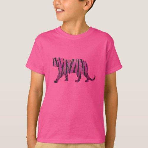 Silhouette Hot Pink and Black Tiger T_Shirt