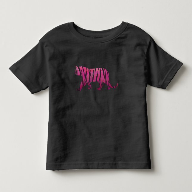Silhouette Hot Pink and Black Tiger Toddler T-shirt (Front)