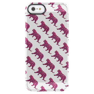 Silhouette Hot Pink and Black Tiger Clear iPhone SE/5/5s Case