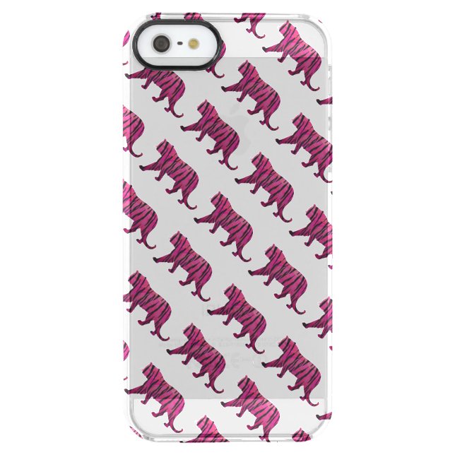 Silhouette Hot Pink and Black Tiger Uncommon iPhone Case (Back)