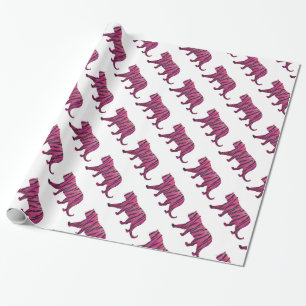 Silhouette Hot Pink and Black Tiger Wrapping Paper