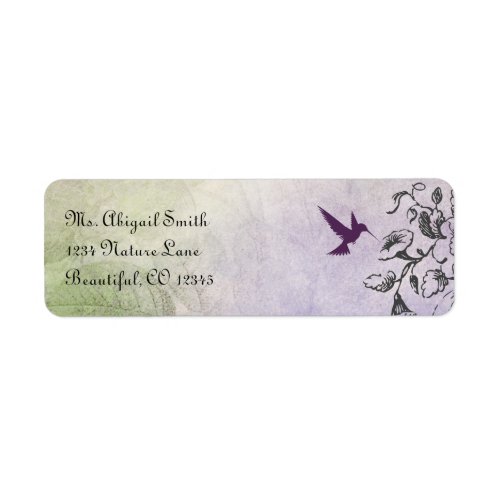 Silhouette Hummingbird and Flowers Address Label