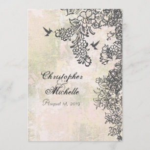 Silhouette Hummingbirds and Flowers Wedding Invitation