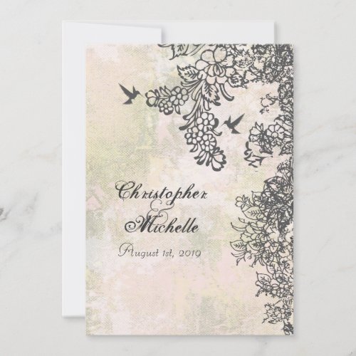 Silhouette Hummingbirds and Flowers Wedding Invitation