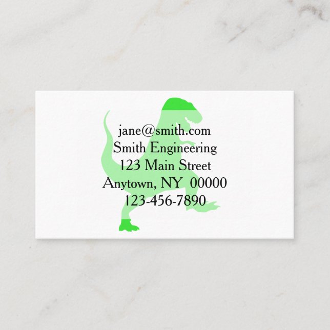 Silhouette illustration of a tyrannosaurus rex business card (Front)