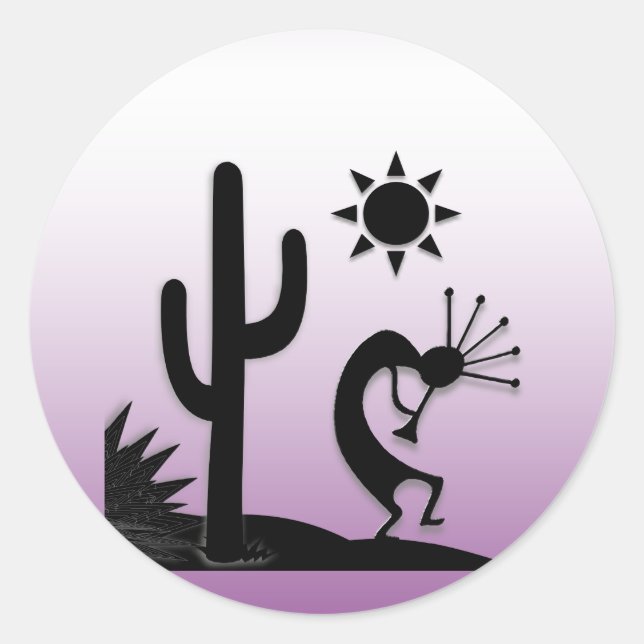 Silhouette Kokopelli Classic Round Sticker (Front)