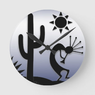 Silhouette Kokopelli Round Clock