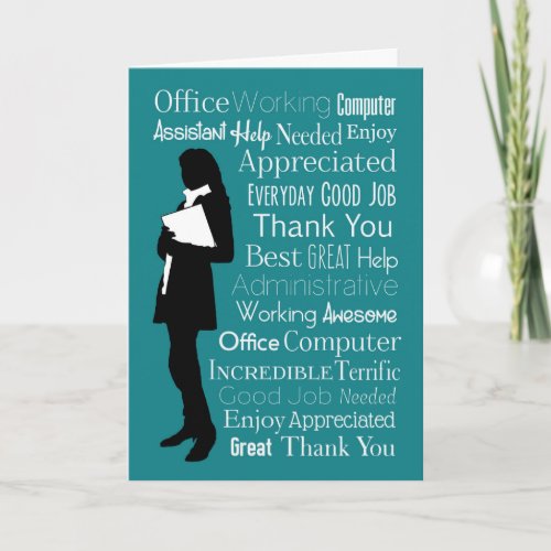Silhouette Lady with Typographic Words Thank You Card