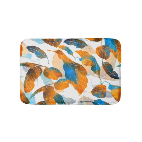 Silhouette leaves watercolor digital seamless pa bath mat