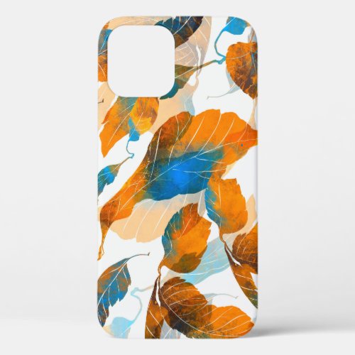 Silhouette leaves watercolor digital seamless pa iPhone 12 case