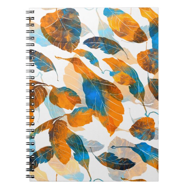 Silhouette leaves: watercolor, digital seamless pa notebook (Front)