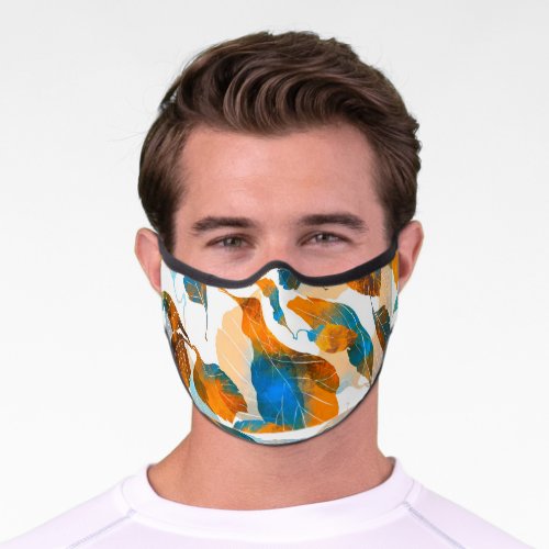 Silhouette leaves watercolor digital seamless pa premium face mask