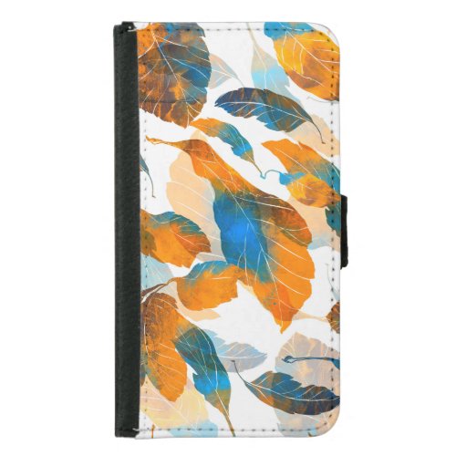 Silhouette leaves watercolor digital seamless pa samsung galaxy s5 wallet case