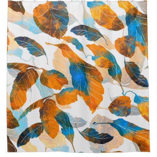 Silhouette leaves watercolor digital seamless pa shower curtain