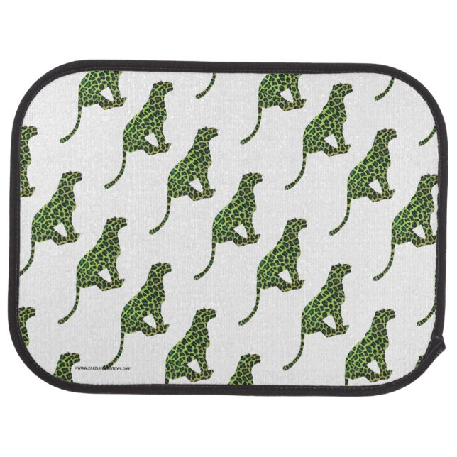 Silhouette Leopard Black and Green Car Floor Mat (Rear)