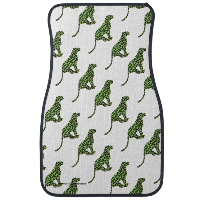 Silhouette Leopard Black and Green Car Mat (Front)