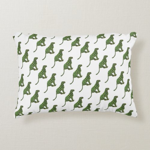 Silhouette Leopard Black and Green Decorative Pillow