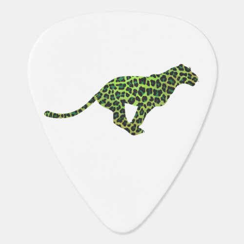 Silhouette Leopard Black and Green Guitar Pick