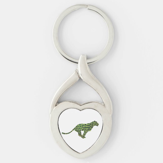 Silhouette Leopard Black and Green Keychain (Front)
