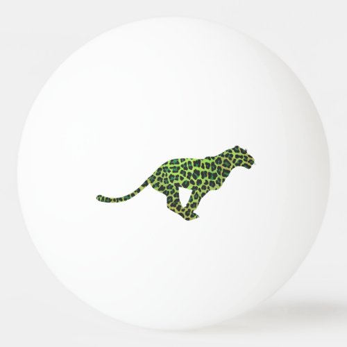 Silhouette Leopard Black and Green Ping Pong Ball