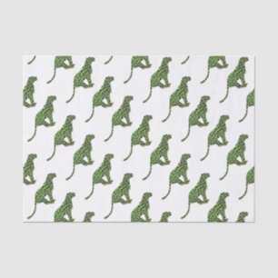 Silhouette Leopard Black and Green Tissue Paper