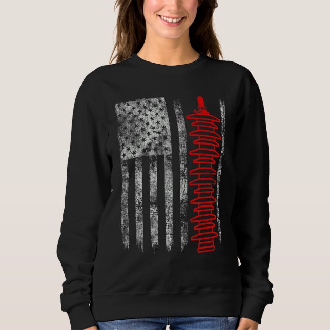 Silhouette Lightning Arrester American Flag Linema Sweatshirt (Front)