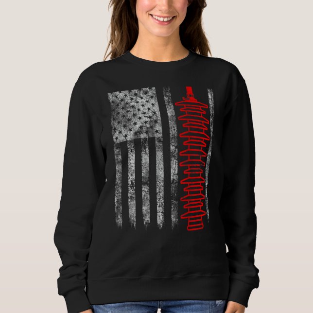 Silhouette Lightning Arrester American Flag Linema Sweatshirt (Front)