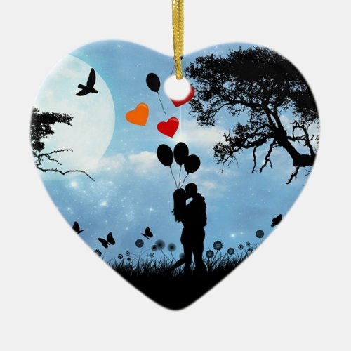 Silhouette Love Ceramic Ornament