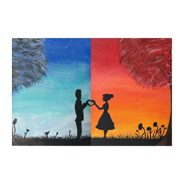 Silhouette Lovers Acrylic Print (Front)