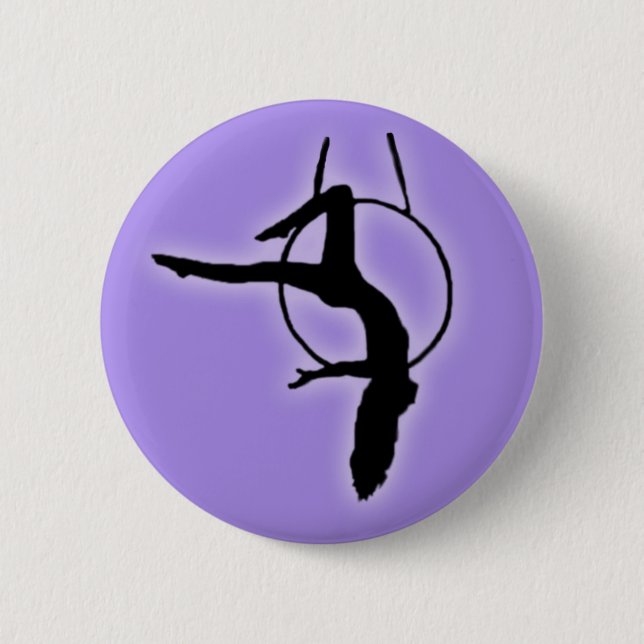 Silhouette Lyra Aerialist Dancer poses on the Hoop Button (Front)