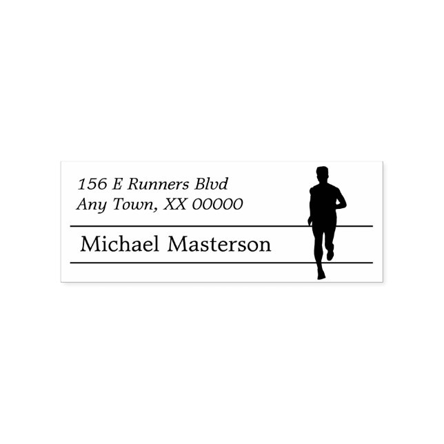 Silhouette Male Runner Return Address Rubber Stamp (Imprint)