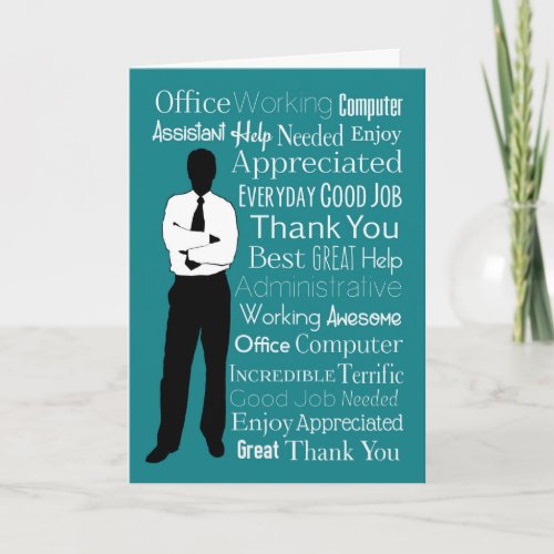 Silhouette Man with Typographic Words Thank You Card