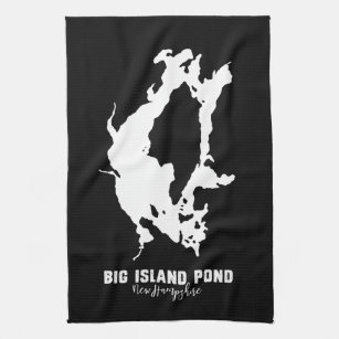 Silhouette Map Big Island Pond NH Bar Towel